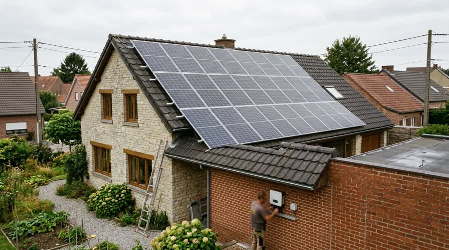 Panneaux photovoltaïques installés sur le toit d'une maison