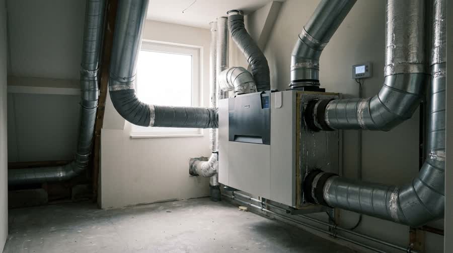 Centrale de VMC double flux et son réseau de gaines